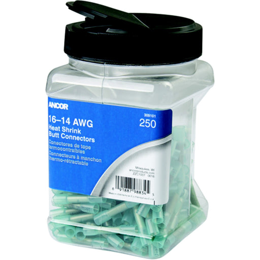 Ancor 309101 Marine Grade™ Heat Shrink Butt Connectors, 16-14 AWG, Blue, 250/Pk