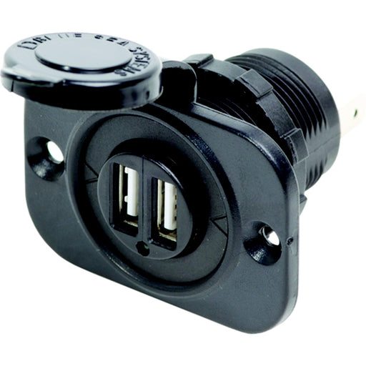 Dual USB Charger Socket, Black