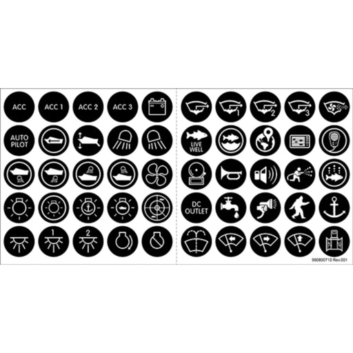 Blue Sea Push Button Switch 50 Icon Label Kit