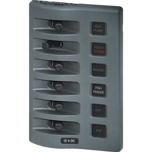 Blue Sea Systems 4306 WeatherDeck 12V DC 6 Position Waterproof Fuse Panel, Gray