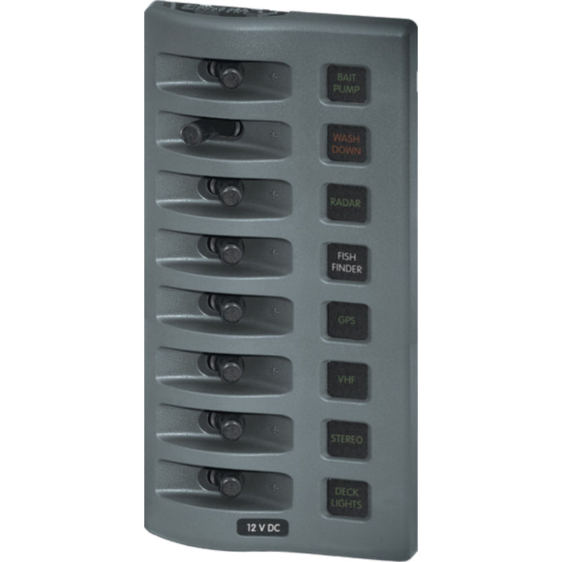 Blue Sea Systems 4308 WeatherDeck 12V DC 8 Position Waterproof Fuse Panel, Gray