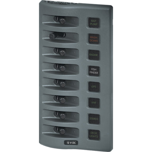 Blue Sea Systems 4308 WeatherDeck 12V DC 8 Position Waterproof Fuse Panel, Gray