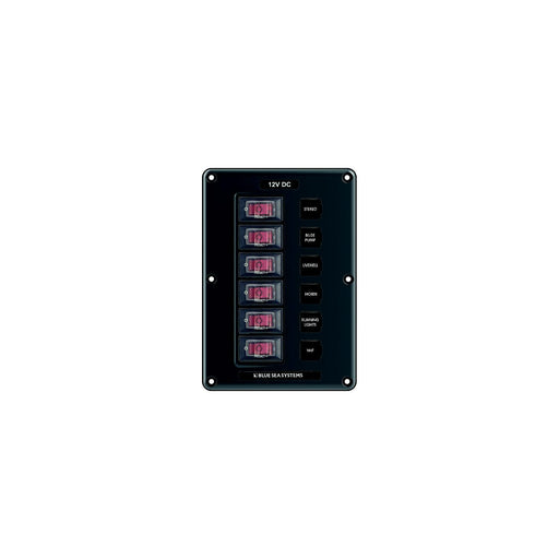 Blue Sea 4322 Water-Resistant Circuit Breaker Switch Panel, 6 Position