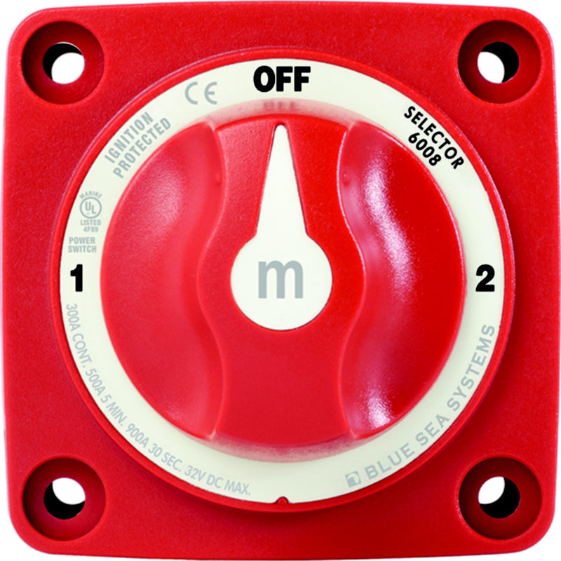Blue Sea 6008 Battery Switch Mini 3-Position w/Knob, Red