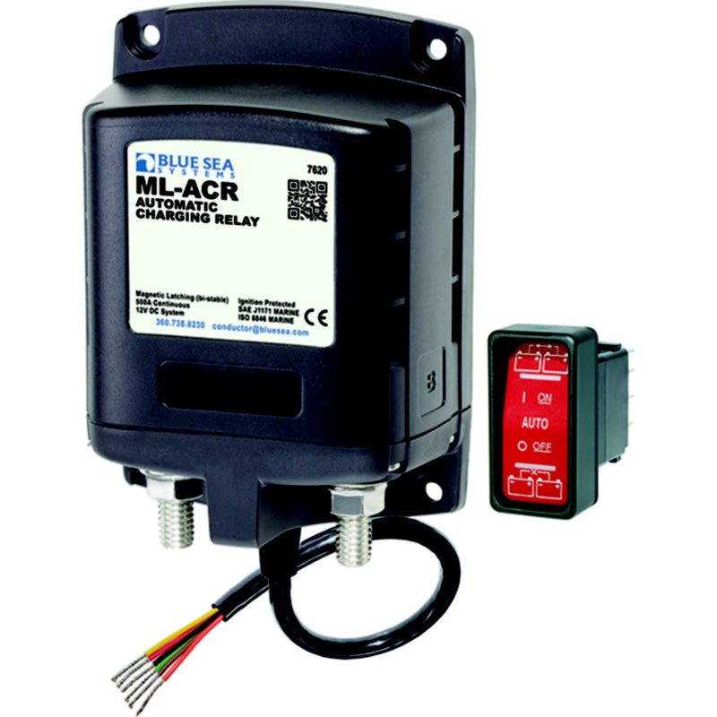 Blue Sea Systems 7623 ML Series Automatic Charging Relay, 24V w/Manual Override