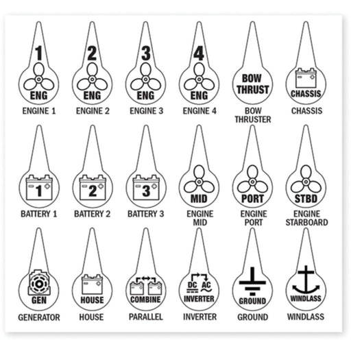 Blue Sea 7902 Battery Switch Icon Label Kit