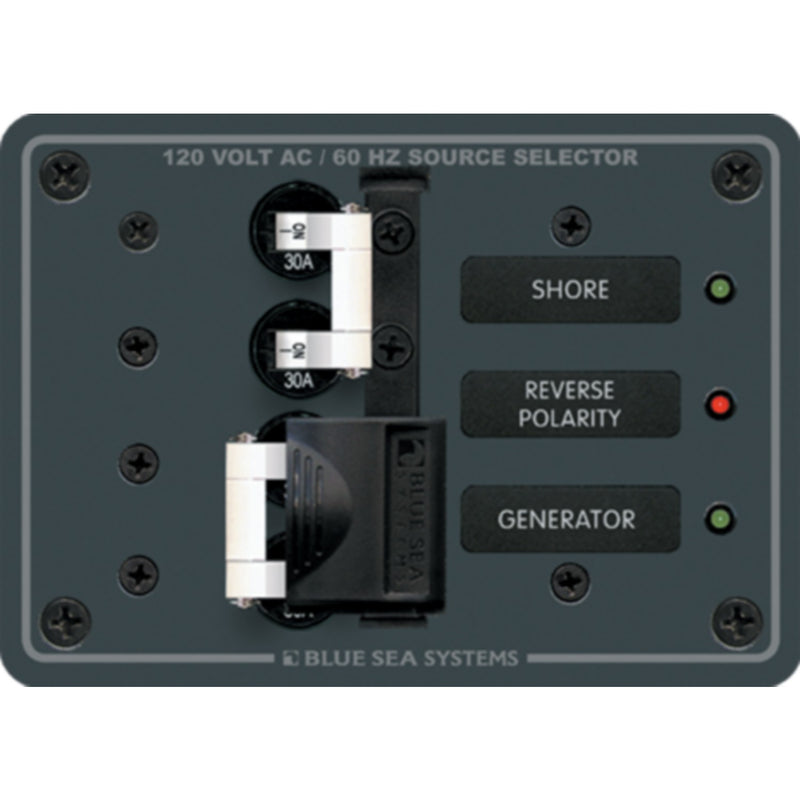 Blue Sea Systems Traditional Metal Circuit Breaker Panel - 120V AC Toggle Source Selector