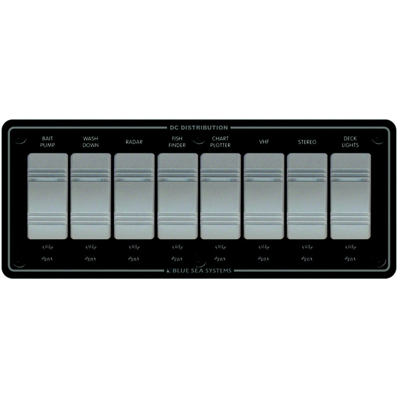 Blue Sea Systems 8261 Contura Water Resistant 12V DC 8 Position Panel, Gray