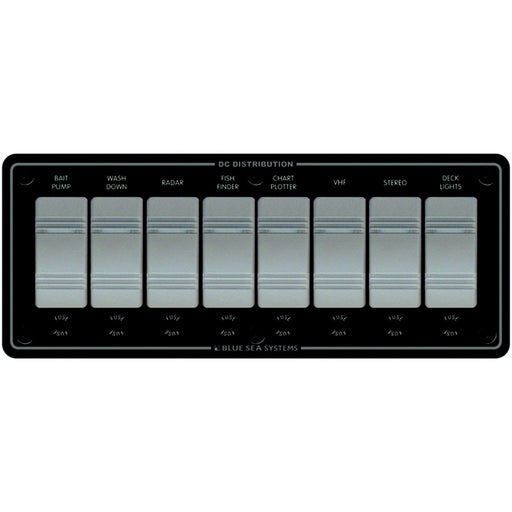 Blue Sea Systems 8261 Contura Water Resistant 12V DC 8 Position Panel, Gray