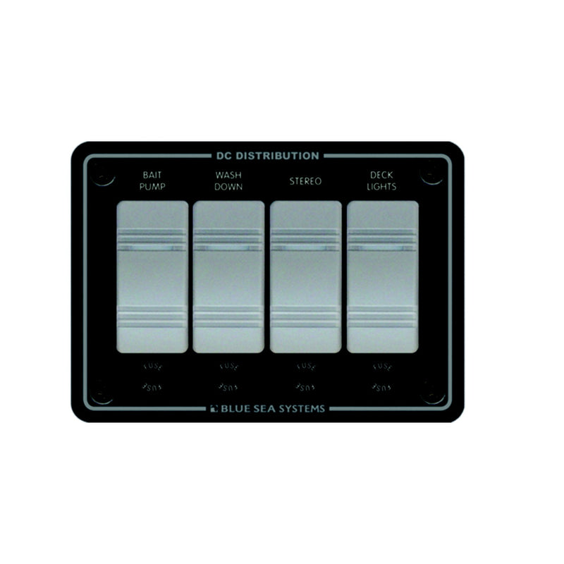 Blue Sea Systems 8262 Contura Water Resistant 12V DC 4 Position Panel, Gray