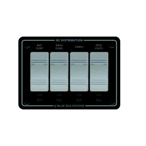 Blue Sea Systems 8262 Contura Water Resistant 12V DC 4 Position Panel, Gray