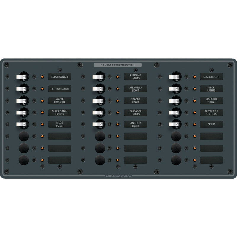 Blue Sea Systems 8264 Traditional Metal DC Circuit Breaker Panel - 24 Positions
