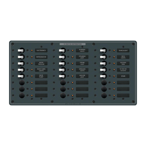 Blue Sea Systems 8264 Traditional Metal DC Circuit Breaker Panel - 24 Positions