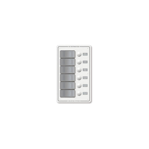 Blue Sea Systems 8273 Contura Water Resistant 12V DC Circuit Breaker Panel - 6 Positions, White