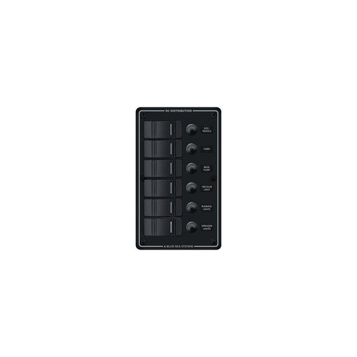 Blue Sea Systems 8373 Water Resistant Circuit Breaker Panel 6 Positions-Black