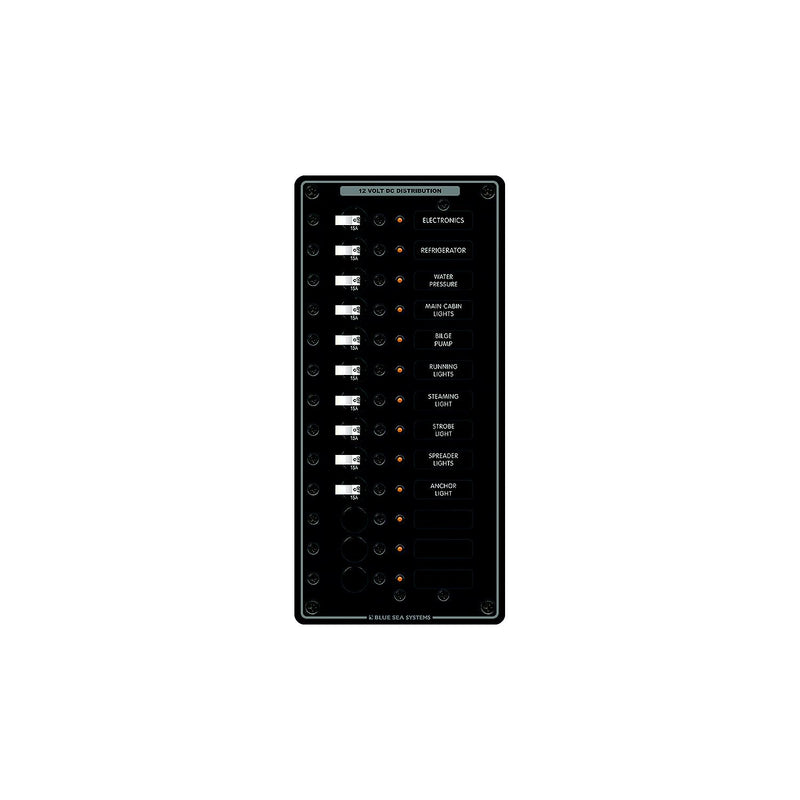 Blue Sea Systems 8376 Traditional Metal DC Circuit Breaker Panel - 13 Positions