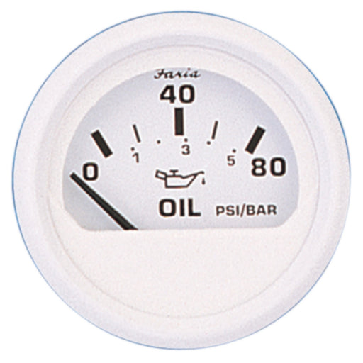 Faria Dress White 2" Oil Pressure Gauge 80 PSI