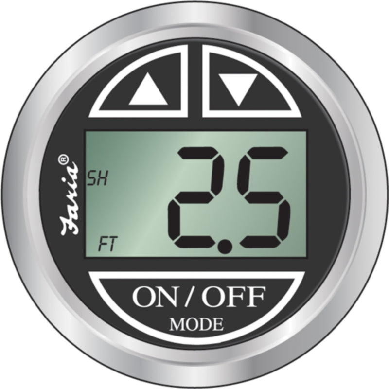 Faria Digital Depth Sounder, Chesapeake SS Black w/Thru-Hull Transducer