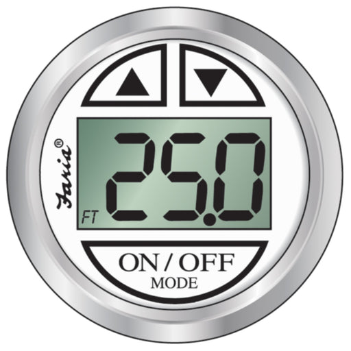 Faria Digital Depth Sounder, Chesapeake SS White w/Transom Transducer