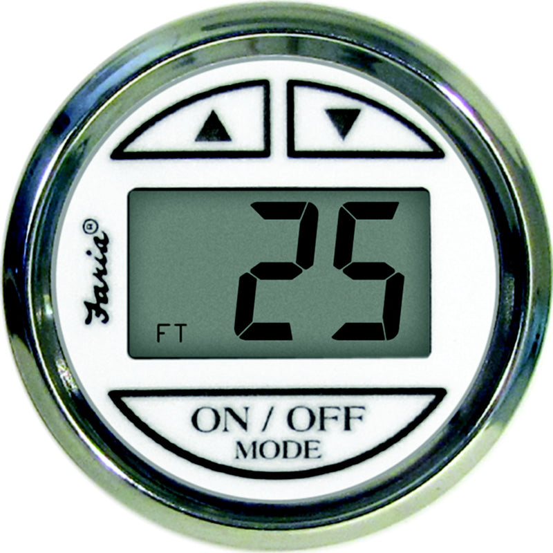 Faria Digital Depth Sounder, Chesapeake SS White w/In-Hull Transducer