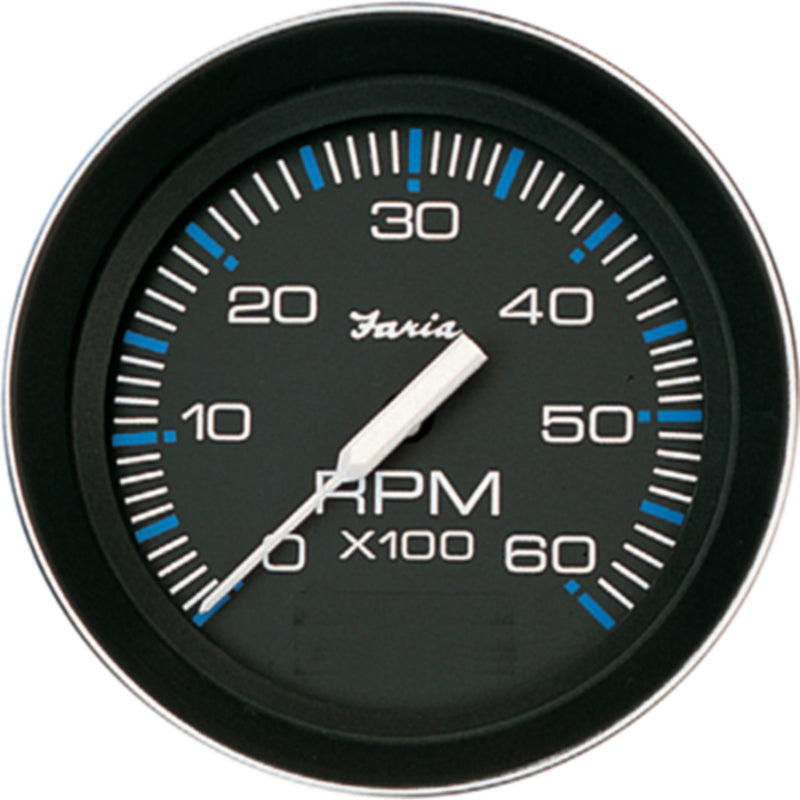 Faria Coral Black 4" Gauge - 6000 RPM Tachometer (Gas) (Inboard & IO)