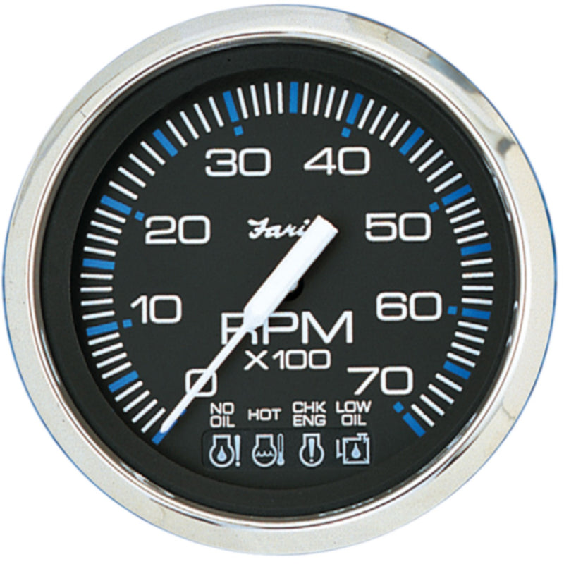 Faria Chesapeake SS Black 4" Gauge - 7000 RPM Tachometer With System Check Indicator (Gas) (J/E Outboard)