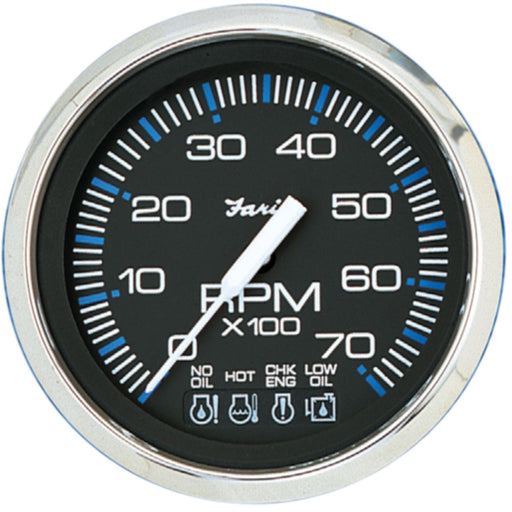 Faria Chesapeake SS Black 4" Gauge - 7000 RPM Tachometer With System Check Indicator (Gas) (J/E Outboard)