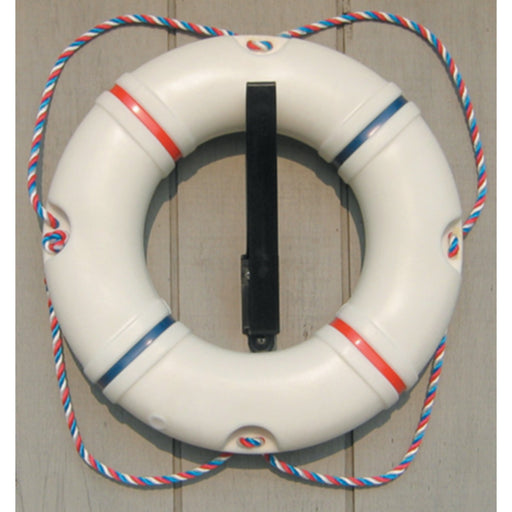 Dock Edge DE58421F Recreational Decorative Ring Buoy 19" White With Red/White/Blue Rope