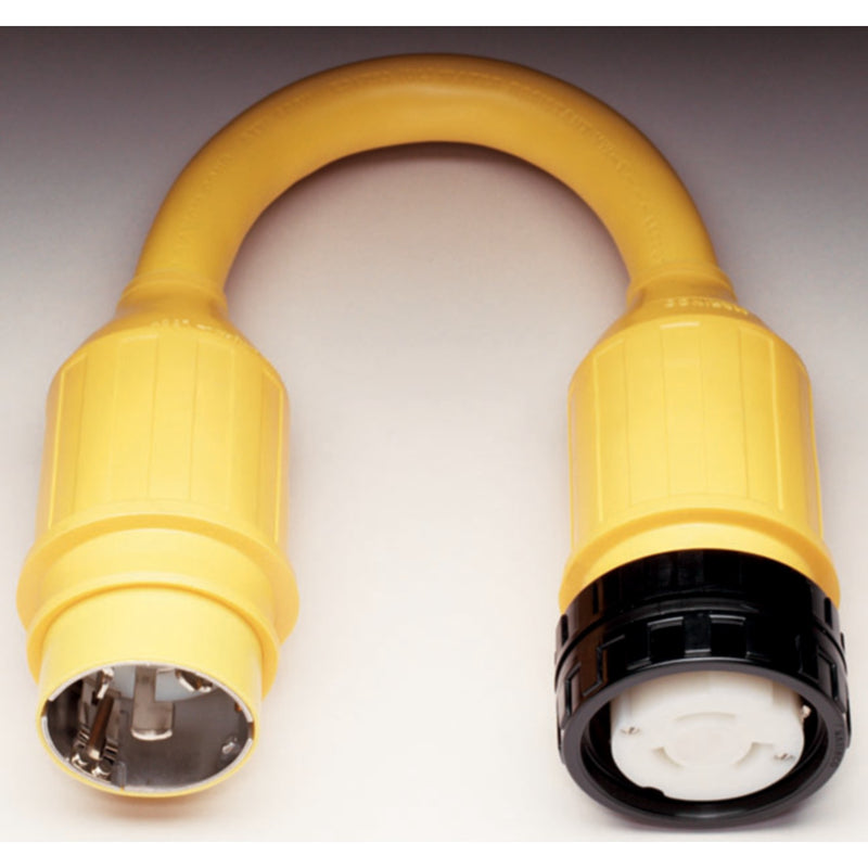 Marinco Standard Pigtail Adapter Dock Side Male 50A 125/250V Locking to Boat Side Female 50A 125V Locking With Sealing Collar System
