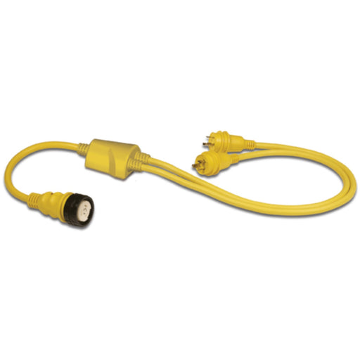 Marinco RY504-2-30 Reverse "Y" Adapter Dock Side Male 2-30A 125V Locking to Boat Side Female 50A 125/250V With Sealing Collar System