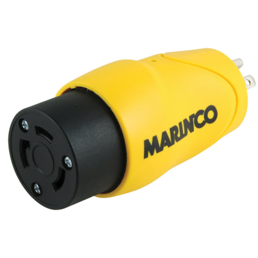 Marinco S15-30 (Old 83A) Straight Adapter Dock Side Male 15A/125V Straight Blade to Boat Side Female 30A/125V Locking