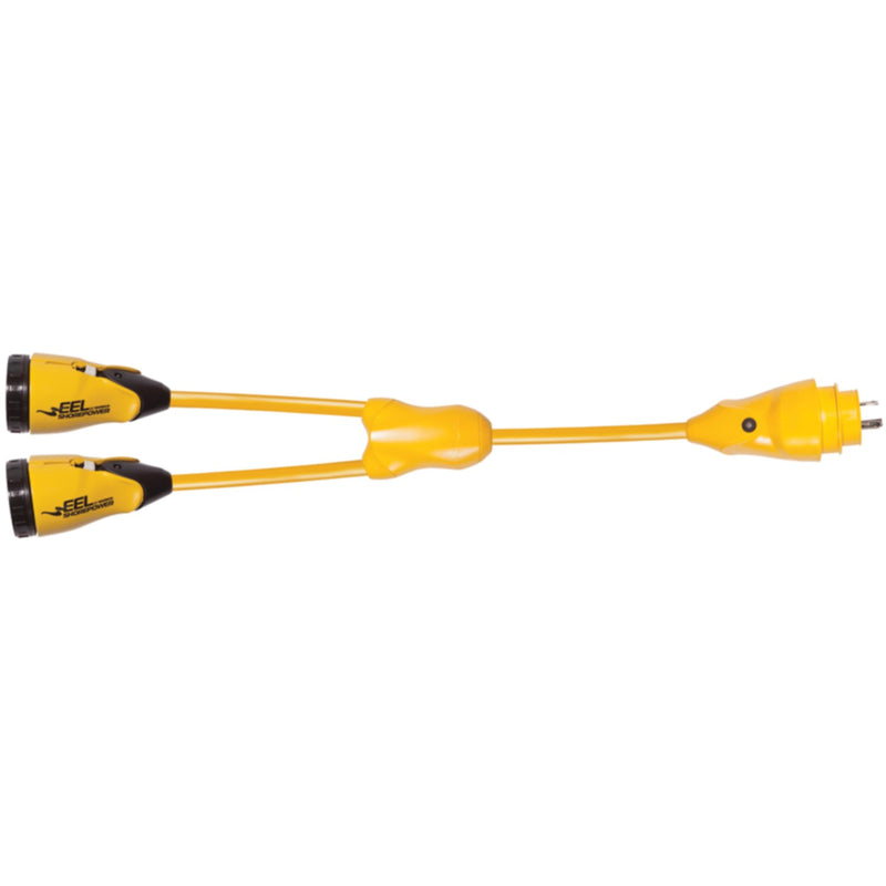 Marinco Y30-2-30 EEL "Y" Adapter Dock Side Male 30A 125V Locking to Boat Side Female 2-30A/125V Locking With Sealing Collar System
