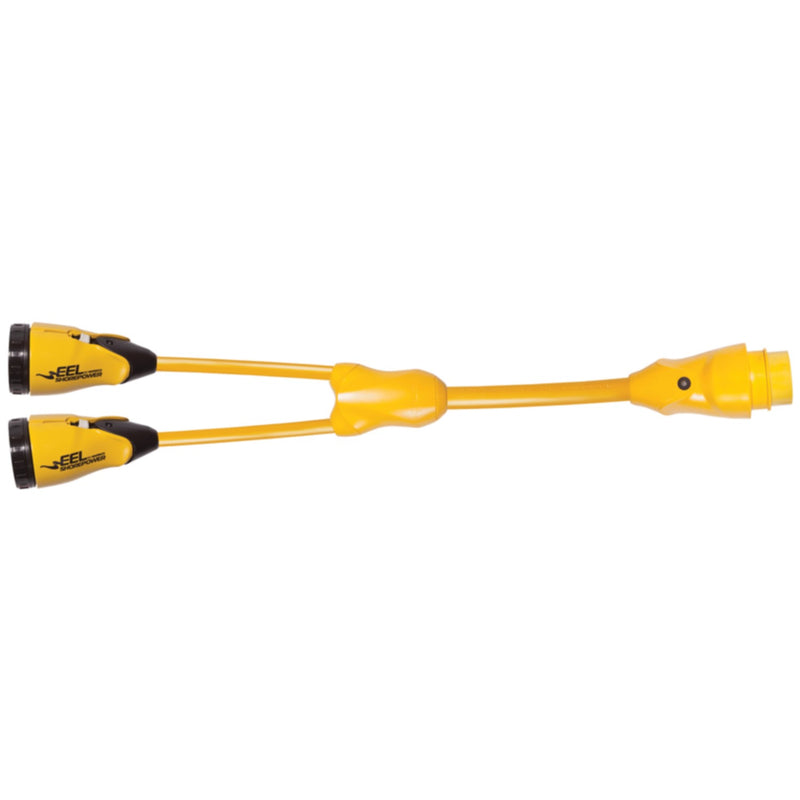 Marinco Y504-2-30 EEL "Y" Adapter Dock Side Male 50A 125/250V Locking to Boat Side Female 2-30A/125V Locking With Sealing Collar System