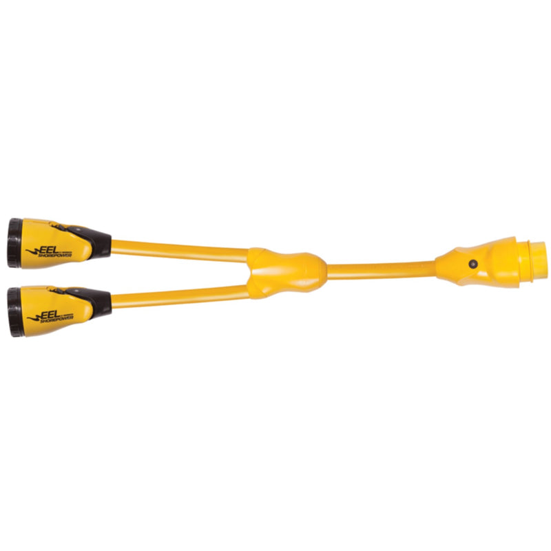 Marinco Y504-2-504 EEL "Y" Adapter Dock Side Male 50A 125V Locking to Boat Side Female 2-50A/125V Locking With Sealing Collar System