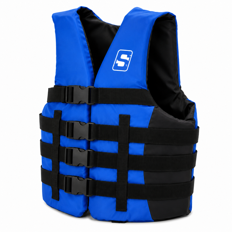 Seachoice 85343 Type III Ski Vest, 4 Belt , S/M , Blue - USCG/TC Approved