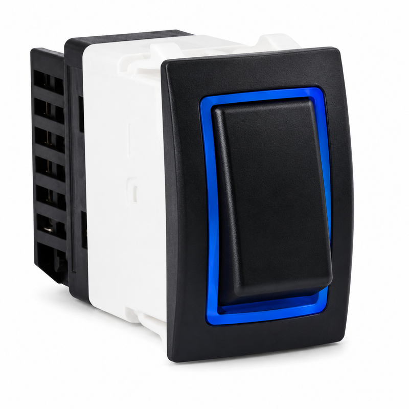 Sierra RK40660B Marine Rocker Switch – On-On, DPST, Blue Halo LED, IP68