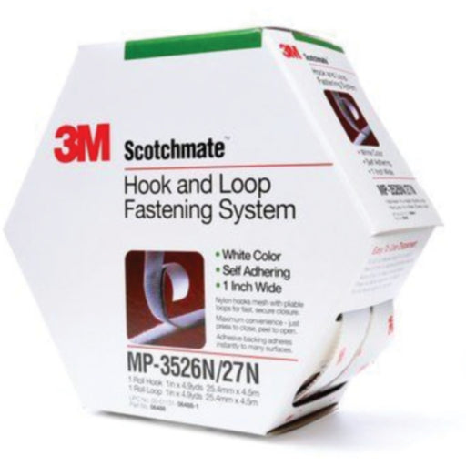 3M Hook And Loop Fastening System, White, 1" x 4.9 yds