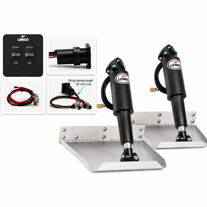 Lenco 15106102 12" x 12" Edge Mount Electric Trim Tab Kit with 124 Switch