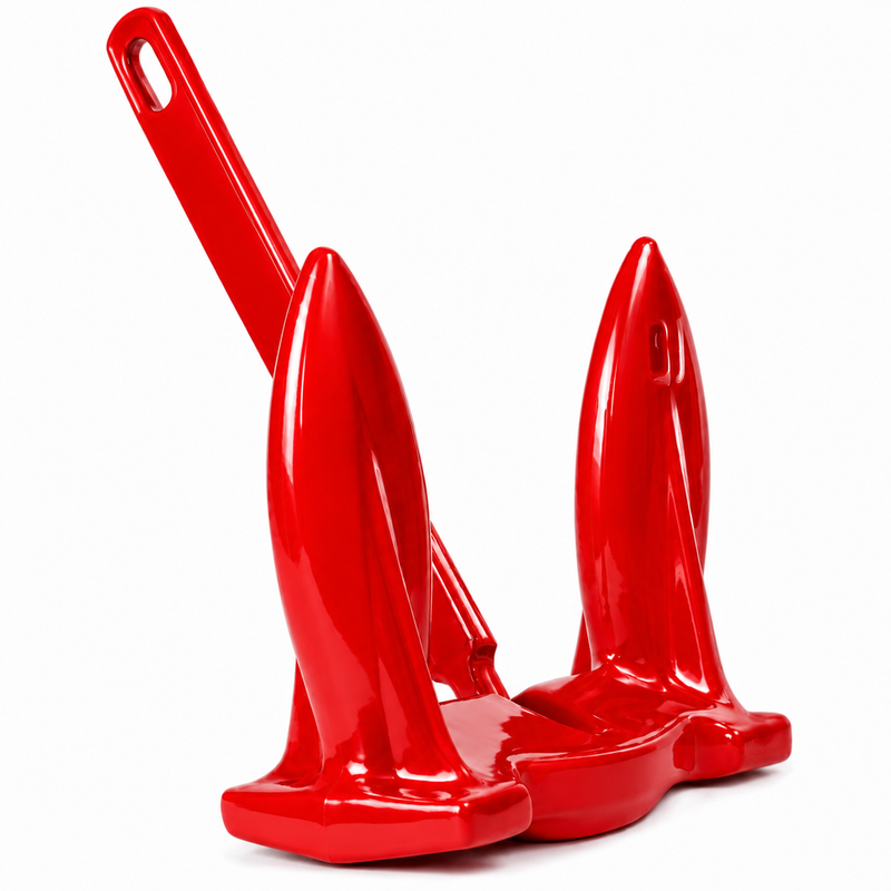 Greenfield PVC-Coated Navy Anchor – Red, 10 lb (Up to 14 ft)