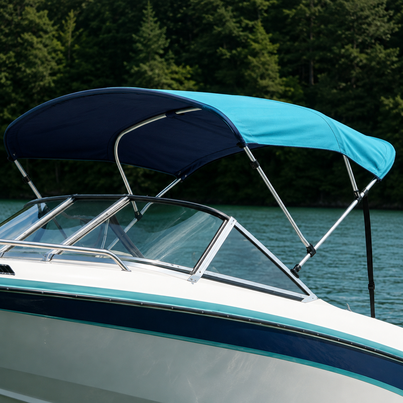 Carver A5463TB04 54" High 3-Bow Fully Assembled Bimini Top — Pacific Blue