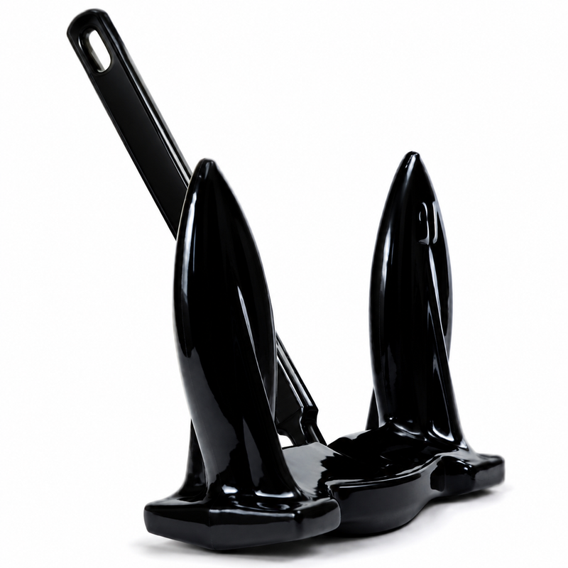 Greenfield PVC-Coated Navy Anchor – Black, 10 lb (Up to 14 ft)