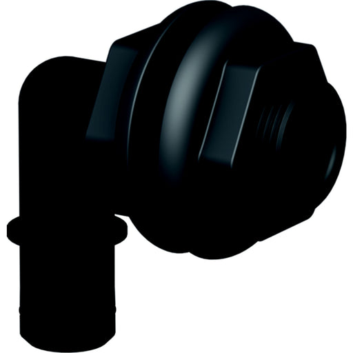 Flow-Rite MA007QLB Qwik-Lok Thru-Hull Fitting, 3/4", Black, Elbow Double Nut