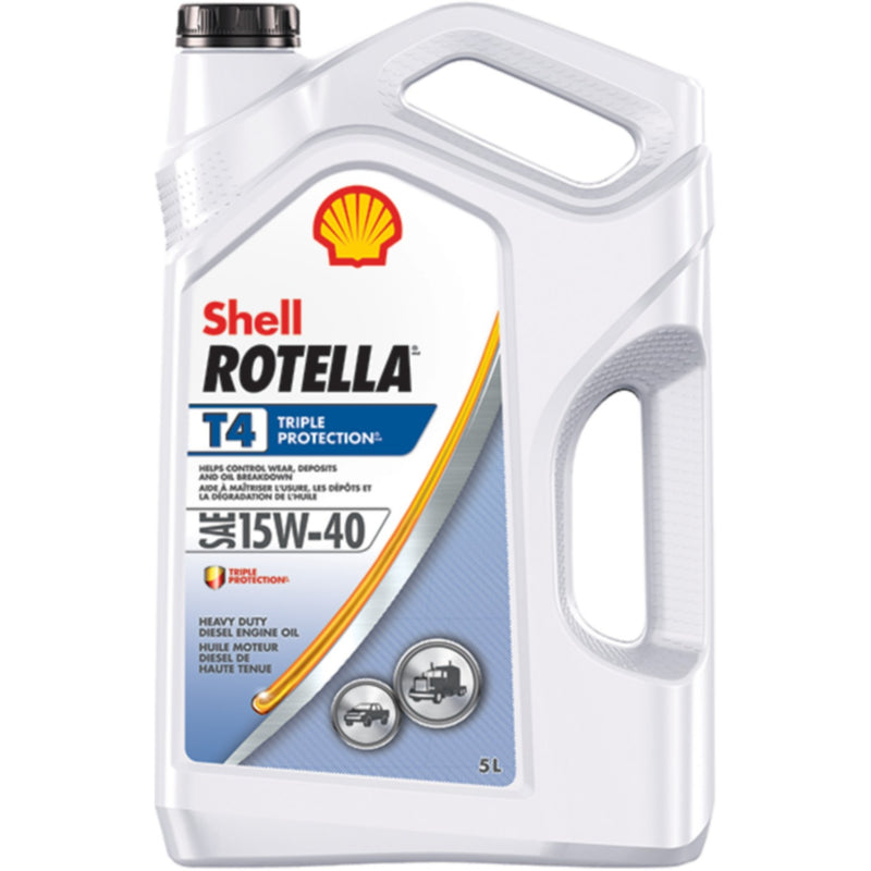 Shell 550045135 Rotella® T4 Triple Protection Heavy Duty Diesel Engine Oil, 5L, 3/case