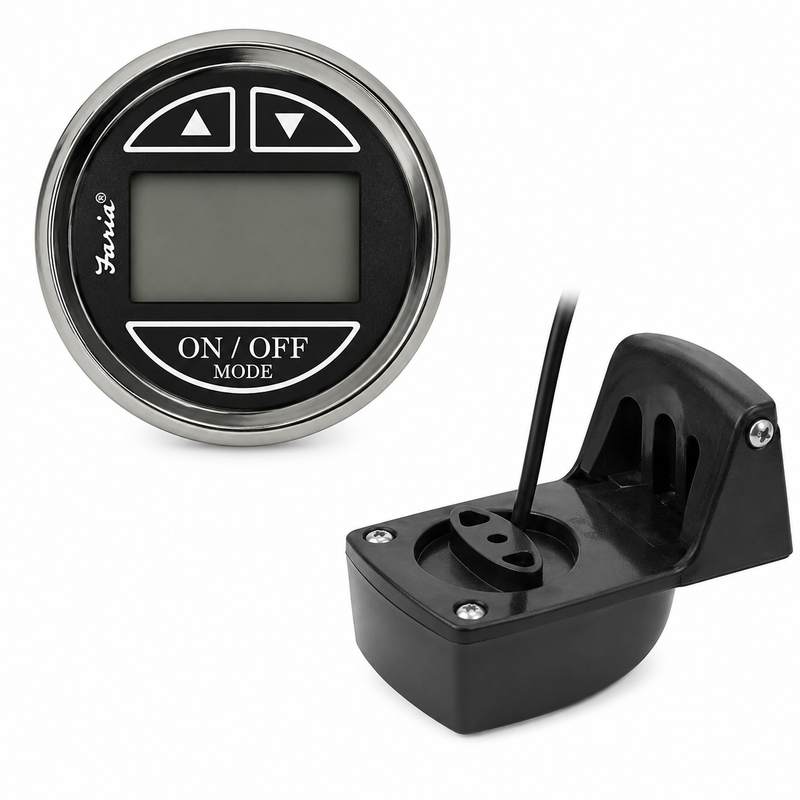 Faria Digital Depth Sounder - Chesapeake Black Transom Mount (FAR 13750)