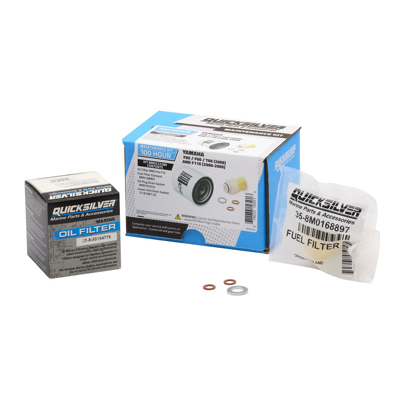 Quicksilver 8M0222280 100 Hour Maintenance Kit, Yamaha F50/F60/T60 and F115