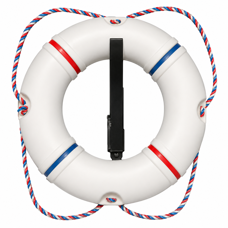 Dock Edge DE58421F Dolphin Ring Buoy 19" – White with Red/White/Blue Rope