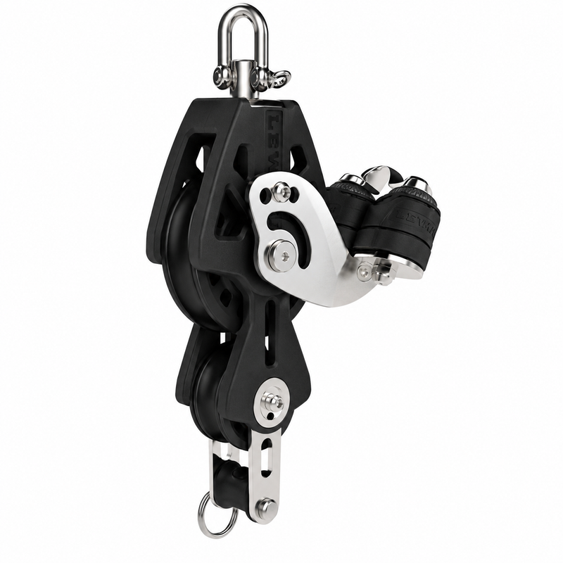 Lewmar 72mm Synchro Fiddle Block with Becket & Cam – Black | 29927239BK