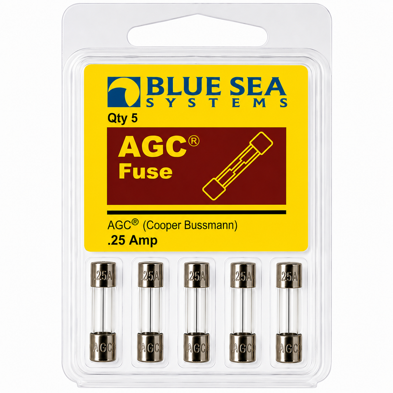 Blue Sea Systems 0.25A AGC Glass Tube Fuse – 5 Pack (BSS-5201)