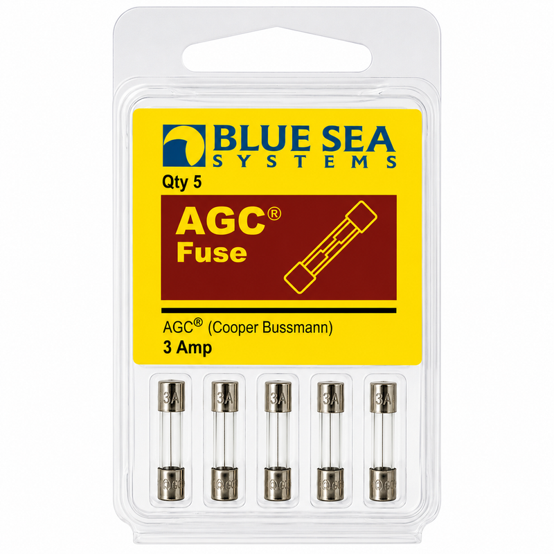 Blue Sea Systems 3A AGC Glass Tube Fuse – 5 Pack (BSS-5208)