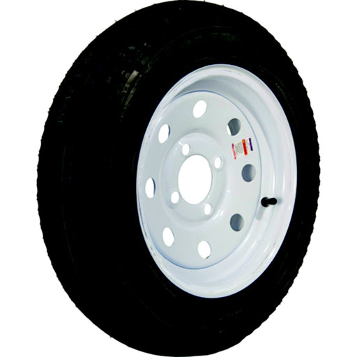 Loadstar Bias Tire and Wheel (Rim) Assembly K353, 530-12 4 Hole 4 Ply, White w/o Stripes, Modular